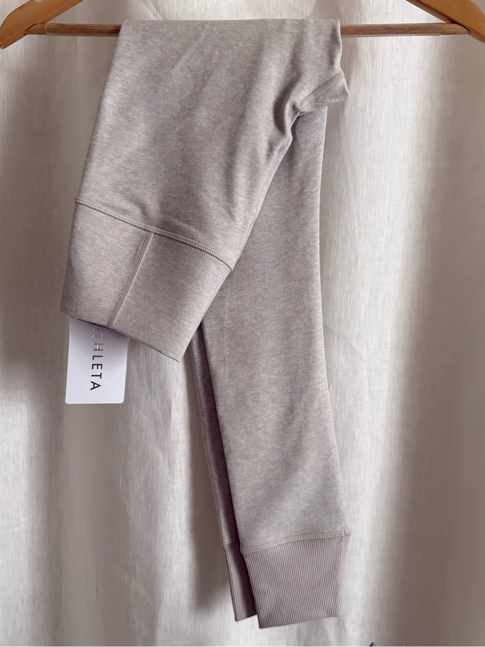 NWT Athleta SoftLuxe High Rise Leggings XS Bone Heather Ribbed Cuff Tight 411415